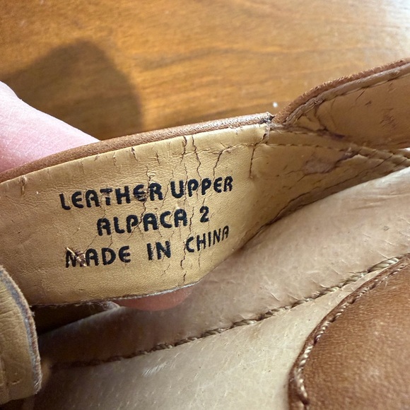 EARTH Leather Cutout Slingback Boho Sandals Wooden Heel size 9 - Picture 4 of 10